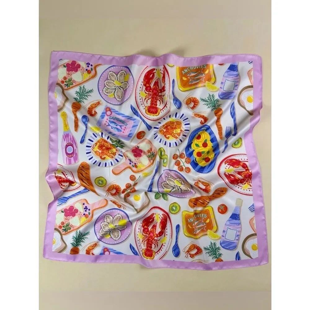 Colorful Seafood Print Scarf A2008